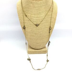BANANA REPUBLIC NECKLACE Celestial Multi Chain Gold Tone Rhinestone Stars